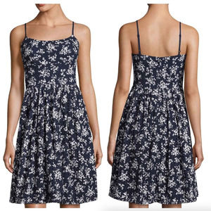 Maggy London Dress Sz 14 Floral Print Eyelet Blue Fit And Flare Sleeveless Sak's